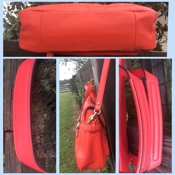 Coach Y2K Buckle Campbell Orange Leather Satchel Flap Bag - Picture 4 of 6